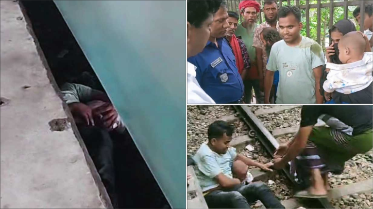 চলন্ত ট্রেনের নিচে পড়ে যায় শিশুটি, জড়িয়ে ধরে শুয়ে প্রাণ বাঁচালেন বাবা
